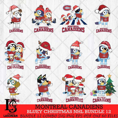 Montreal Canadiens Bluey Christmas NHL Bundle 12 Cricut , Christmas Svg , Bluey svg , Digital Download, dxf eps png pdf file