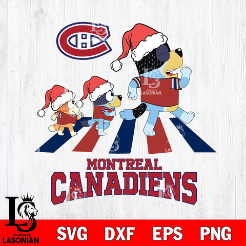 Montreal Canadiens Christmas Family Bluey Walking Svg, Christmas Svg , NHL svg , Digital Download, dxf eps png pdf file