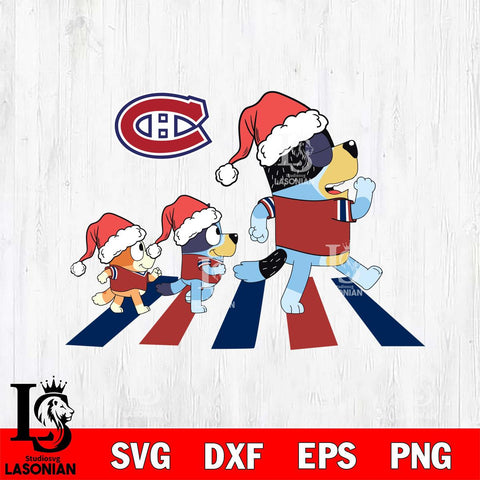 Montreal Canadiens Family Bluey Walking Christmas Svg Eps Dxf Png File, Digital Download, Instant Download