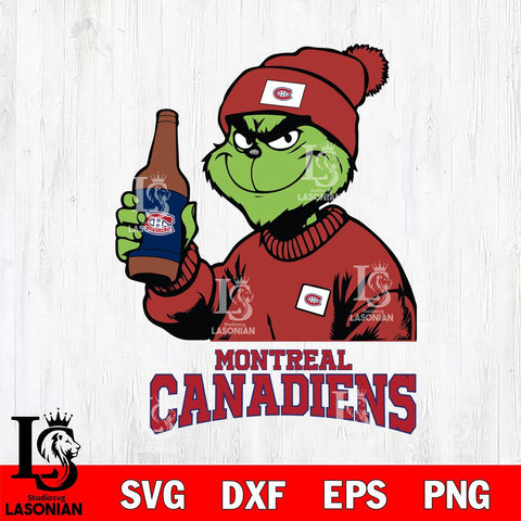 Montreal Canadiens Grinch Drinking Beer Christmas Cut Files, Cricut,Christmas Svg Dxf Eps Png file , Digital Download