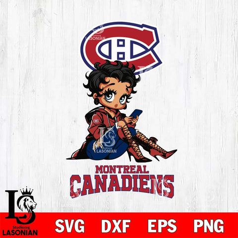 Montreal Canadiens Style Black Fan Girl Betty Boop, Svg Eps Dxf Png File, Digital Download