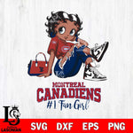 Montreal Canadiens #1 Black Fan Girl Betty Boop, Svg Eps Dxf Png File, Digital Download