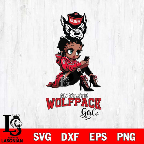 NC State Wolfpack Beauty Black Fan Girl Football, Svg Eps Dxf Png File, Digital Download