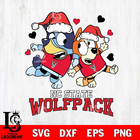 NC State Wolfpack Bluey Christmas NFL Svg Eps Dxf Png File, Digital Download