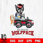 NC State Wolfpack Bluey friends car Svg Eps Dxf Png File, NCAA svg, Digital Download, Instant Download