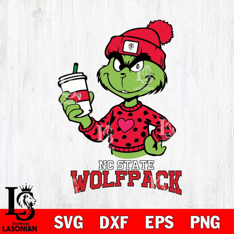 NC State Wolfpack Boujee Grinch Heart Christmas Cut Files Cricut, Svg Dxf Eps Png file, Digital download , Silhouette