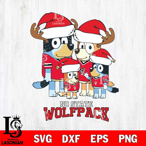 NC State Wolfpack Christmas Bluey Santa Family Cut Files,Bluey Cricut,Christmas Svg , Bluey svg , Digital Download, dxf eps png pdf file