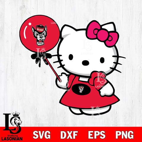 NC State Wolfpack Cute Hello Kitty 2 Svg Eps Dxf Png File, Digital Download, Instant Download