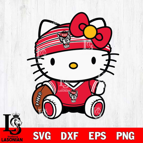 NC State Wolfpack Cute Hello Kitty Football 12 Svg Eps Dxf Png File, NCAA svg, Digital Download, Instant Download