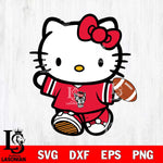 NC State Wolfpack Cute Hello Kitty Football 7 Svg Eps Dxf Png File, NCAA svg, Digital Download, Instant Download