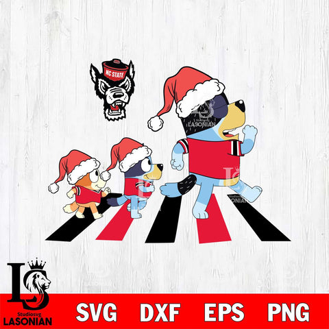 NC State Wolfpack Family Bluey Walking Christmas Svg Eps Dxf Png File, Digital Download, Instant Download