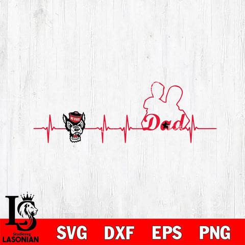 NC State Wolfpack Father Heart Beat Svg Eps Dxf Png File, Digital Download, Instant Download