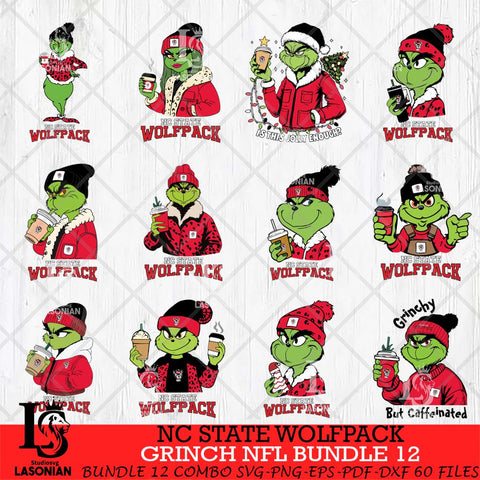 NC State Wolfpack Grinch NCAA Bundle 12 SVG Eps Dxf Png File, Digital Download, Instant Download