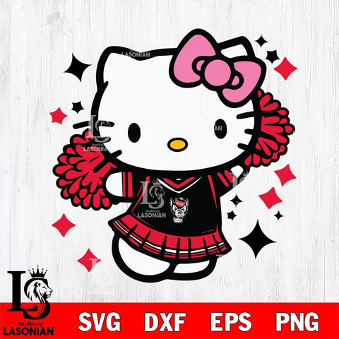 NC State Wolfpack Hello Kitty Cheerleader 4 Svg Eps Dxf Png File, Digital Download, Instant Download