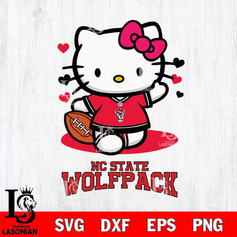 NC State Wolfpack Hello Kitty NCAA 3 Svg Eps Dxf Png File, Digital Download, Instant Download