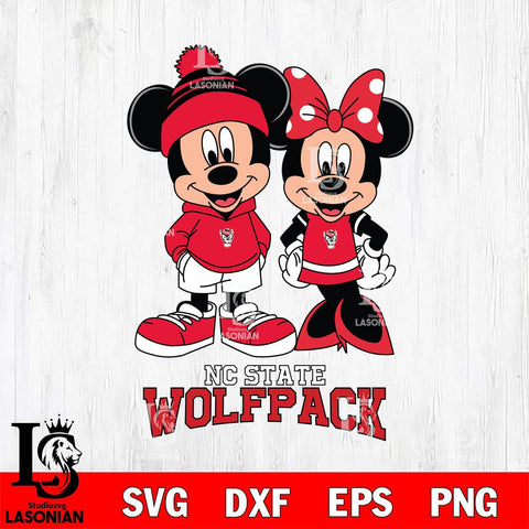 NC State Wolfpack Mickey Minnie Mouse Cute Football Svg Eps Dxf Png File, NCAA svg , File Cut , Digital Download , Instant Download, Cut Svg Files