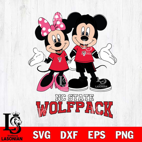 NC State Wolfpack Mickey Minnie Mouse Sport Svg Eps Dxf Png File, NCAA svg , File Cut , Digital Download , Instant Download, Cut Svg Files