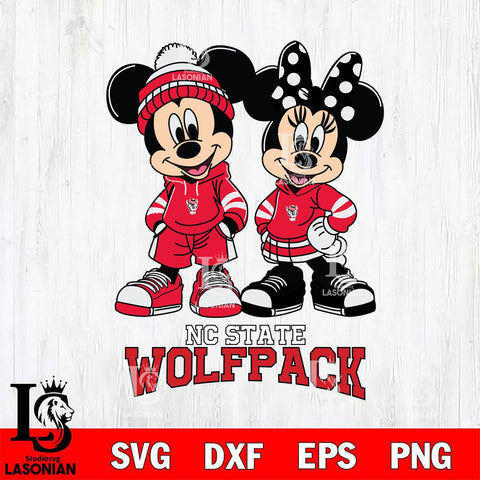 NC State Wolfpack Mickey Minnie Rugby Hoodie Svg Eps Dxf Png File, NCAA svg , File Cut , Digital Download , Instant Download, Cut Svg Files