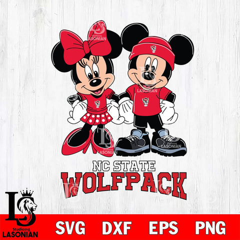 NC State Wolfpack Mickey Minnie Rugby ball Svg Eps Dxf Png File, NCAA svg , File Cut , Digital Download , Instant Download, Cut Svg Files