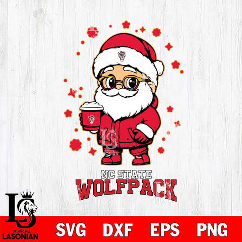 NC State Wolfpack Santa Claus Coffe Svg dxf eps png pdf file,NCAA svg,Digital Download,Cricut file