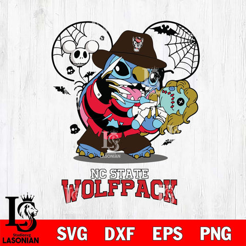 NC State Wolfpack Stitch Freddy Krueger Halloween Svg Eps Dxf Png File, Digital Download, Instant Download