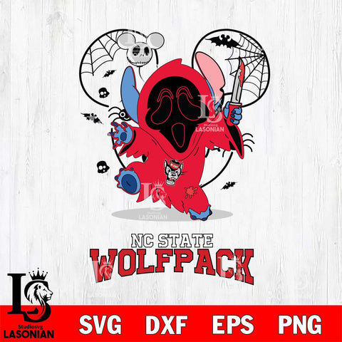 NC State Wolfpack Stitch Ghost Face Halloween 2 Svg Eps Dxf Png File, Digital Download, Instant Download