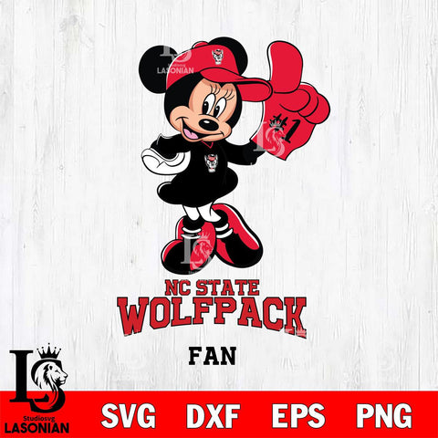 NC State Wolfpack #1 Fan Minnie Mouse Svg Eps Dxf Png File, Digital Download, Instant Download