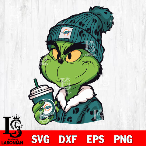 Boujee grinch Miami Dolphins svg eps dxf png file, digital download , Instant Download