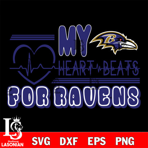 Baltimore Ravens heart Beats svg eps dxf png file ,di ,eps,dxf,png file , digital download