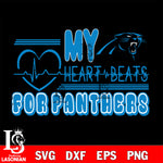 Carolina Panthers heart Beats svg eps dxf png file ,di ,eps,dxf,png file , digital download