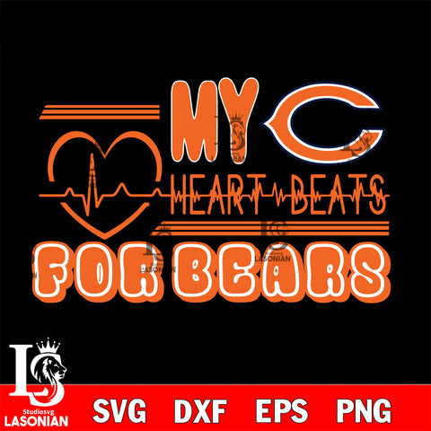 Chicago Bears heart Beats svg eps dxf png file ,di ,eps,dxf,png file , digital download