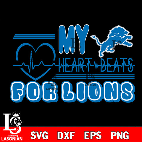 Detroit Lions heart Beats svg eps dxf png file ,di ,eps,dxf,png file , digital download