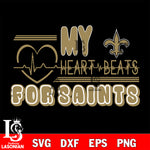 New Orleans Saints heart Beats svg eps dxf png file ,di ,eps,dxf,png file , digital download