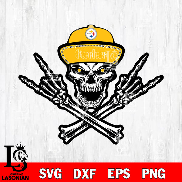 Pittsburgh Steelers Skull Helmet Svg - free svg files for cricut