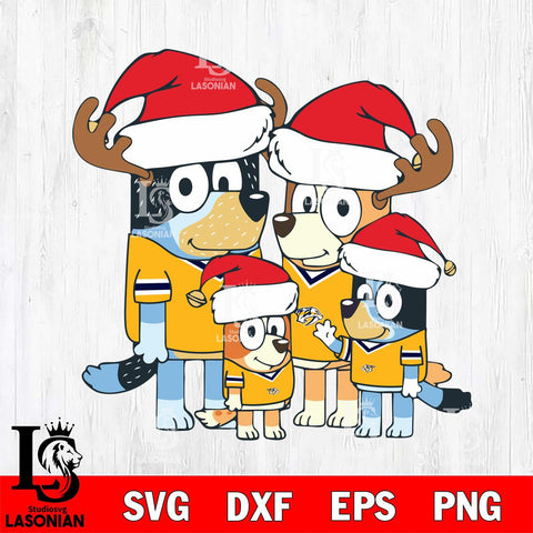 Nashville Predators Bluey Santa Family Svg Eps Dxf Png File, Digital Download, Instant Download