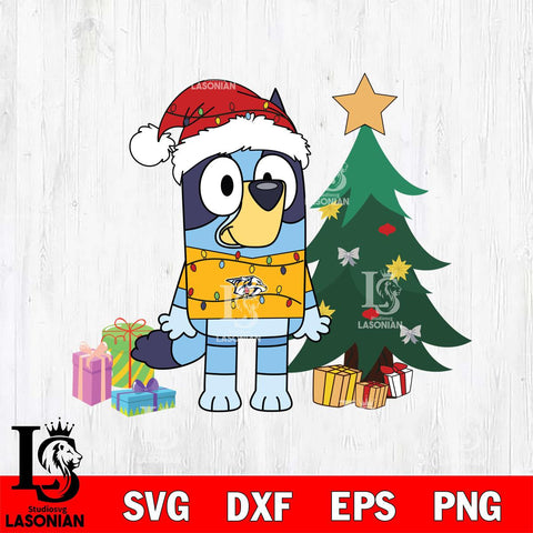 Nashville Predators Bluey Tree Christmas Svg Eps Dxf Png File, Digital Download, Instant Download