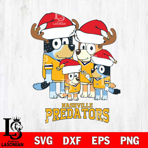 Nashville Predators Christmas Bluey Santa Family Svg, Christmas Svg , NHL svg , Digital Download, dxf eps png pdf file