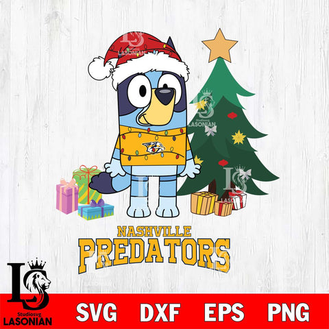 Nashville Predators Christmas Bluey Tree Sport Svg, Christmas Svg , NHL svg , Digital Download, dxf eps png pdf file