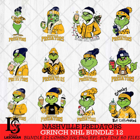 Nashville Predators Grinch NHL Bundle 12 SVG Eps Dxf Png File, Digital Download, Instant Download