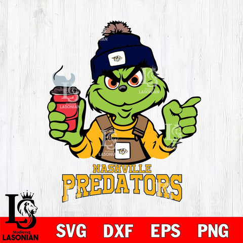 Nashville Predators Grinch with coffee Svg Eps Dxf Png File, Digital Download, Instant Download