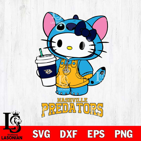 Nashville Predators Hello Kitty Stitch Svg Eps Dxf Png File, NHL svg, Digital Download, Instant Download