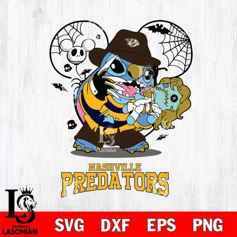 Nashville Predators Stitch Freddy Krueger Halloween Svg Eps Dxf Png File, Digital Download, Instant Download