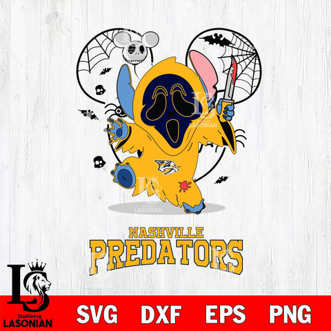 Nashville Predators Stitch Ghost Face Halloween 2 Svg Eps Dxf Png File, Digital Download, Instant Download