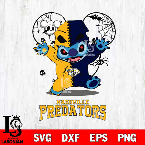 Nashville Predators Stitch Horror Halloween 2 Svg Eps Dxf Png File, Digital Download, Instant Download