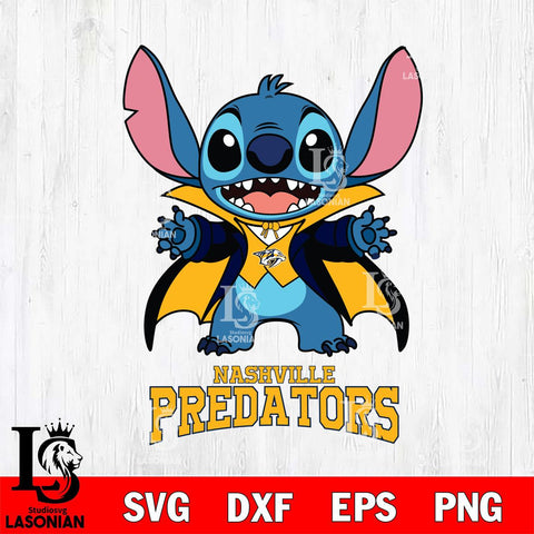 Nashville Predators Stitch Vampire halloween Svg Eps Dxf Png File, NHL svg, Digital Download, Instant Download