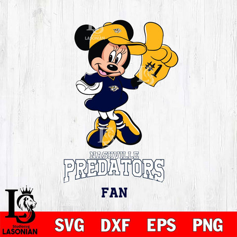 Nashville Predators #1 Fan Minnie Mouse Svg Eps Dxf Png File, Digital Download, Instant Download