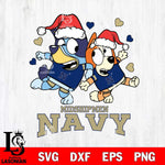 Navy Midshipmen Bluey Christmas NFL Svg Eps Dxf Png File, Digital Download