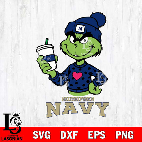 Navy Midshipmen Boujee Grinch Heart Christmas Cut Files Cricut, Svg Dxf Eps Png file, Digital download , Silhouette