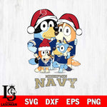 Navy Midshipmen Christmas Bluey Family Sport Cut Files,Bluey Cricut,Christmas Svg , Bluey svg , Digital Download, dxf eps png pdf file