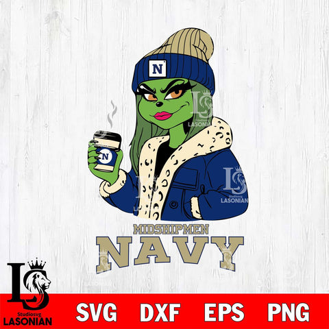 Navy Midshipmen Girls Grinch Bougie Svg Eps Dxf Png File, Digital Download, Instant Download